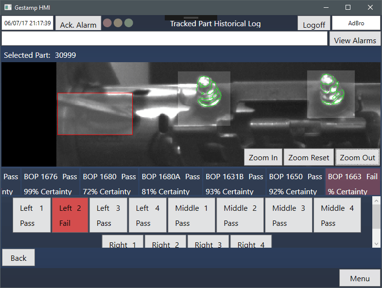 Car Chassis Part Presence Detection Part presence detection on car sub-assembly.