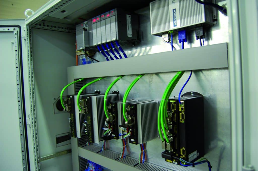 Palletiser Control Panel Inside an electrical control panel
